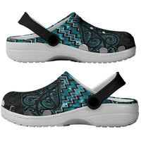 New Zealand Maori Clogs Shoes Poutama Manaia Turquoise Paua Shell - Polynesian Pride