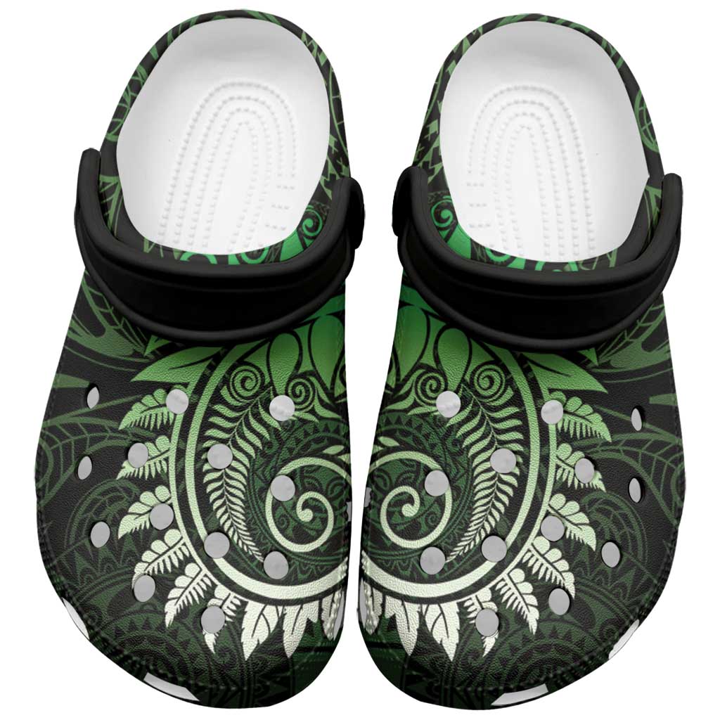New Zealand Maori Koru Fern Clogs Shoes Spiral Polynesian Style Green - Polynesian Pride