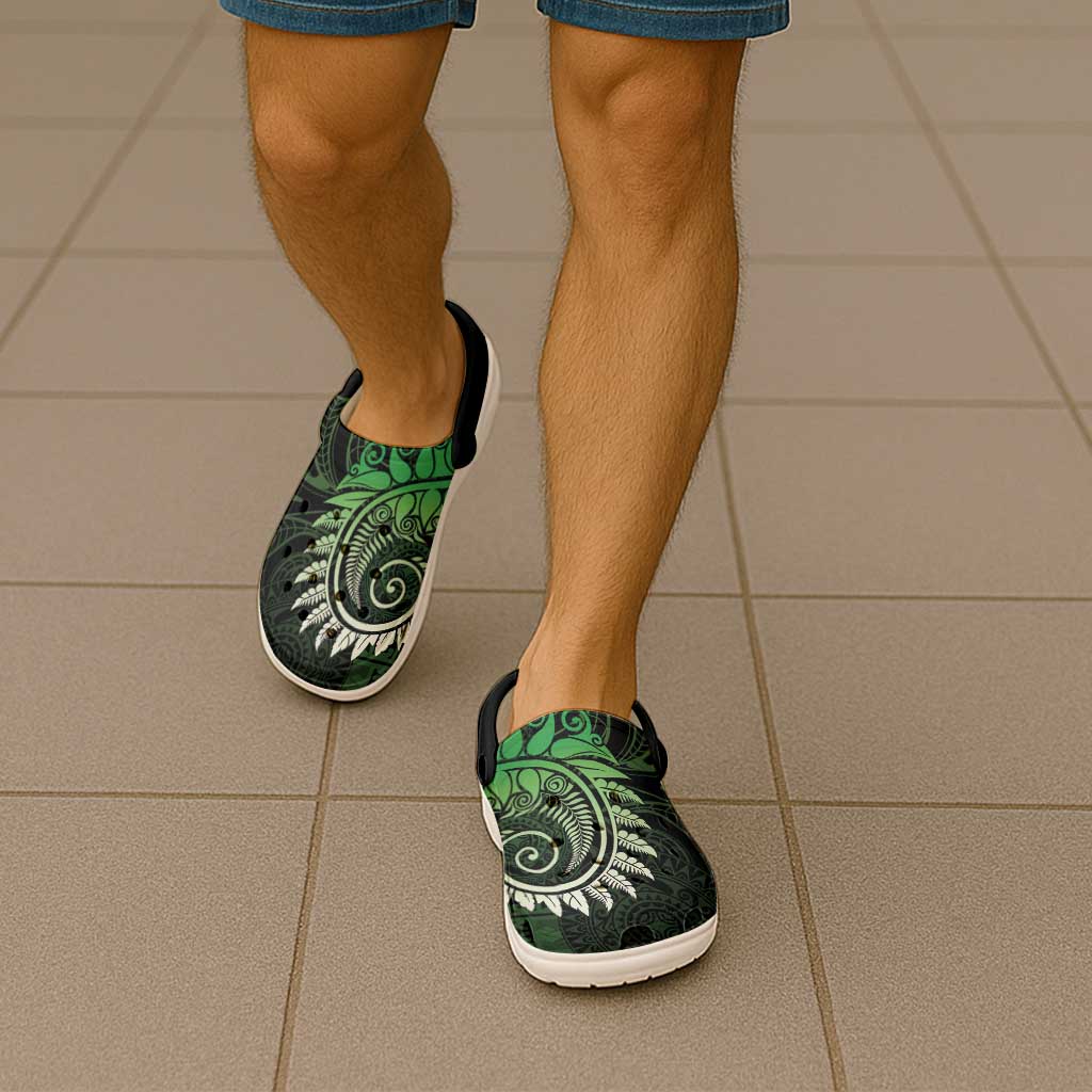New Zealand Maori Koru Fern Clogs Shoes Spiral Polynesian Style Green - Polynesian Pride