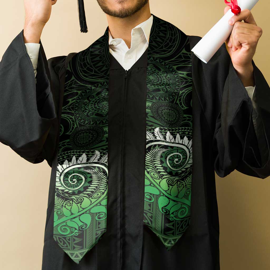 New Zealand Maori Koru Fern Graduation Stole Spiral Polynesian Style Green