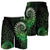 New Zealand Maori Koru Fern Shorts for Men Spiral Polynesian Style Green