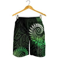 New Zealand Maori Koru Fern Shorts for Men Spiral Polynesian Style Green