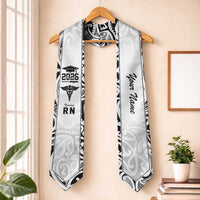 New Zealand Nurse RN 2026 Personalised Graduation Stole White Maori Pattern Cultural Pride