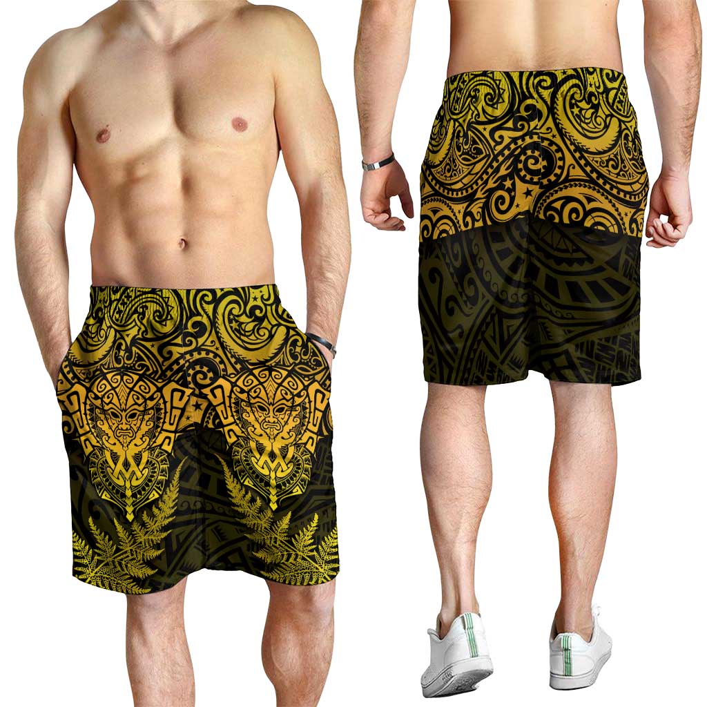 New Zealand Rugby All Gold Shorts for Men Silver Fern All Black Mix Ta Moko LT09