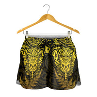 New Zealand Rugby All  Gold Shorts for Women Silver Fern All Black Mix Ta Moko