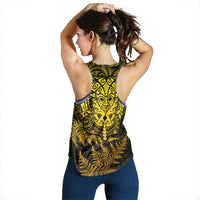 New Zealand Rugby All Gold Women Racerback Tank Silver Fern All Black Mix Ta Moko LT09