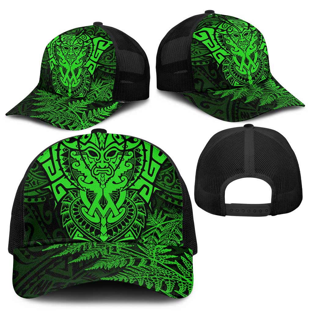 New Zealand Rugby All Green Mesh Trucker Cap Silver Fern All Black Mix Ta Moko - Polynesian Pride