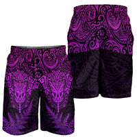New Zealand Rugby All Purple Shorts for Men Silver Fern All Black Mix Ta Moko LT09