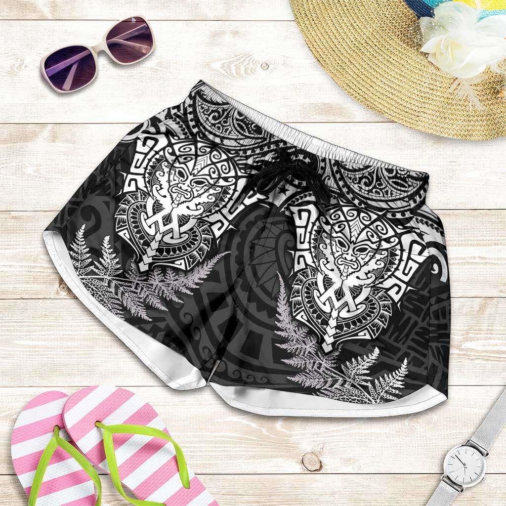New Zealand Rugby All White Shorts for Women Silver Fern All Black Mix Ta Moko