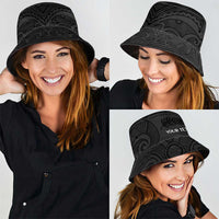 New Zealand Rugby Personalised Bucket Hat All Black Fern Maori Tribal Pattern - Polynesian Pride
