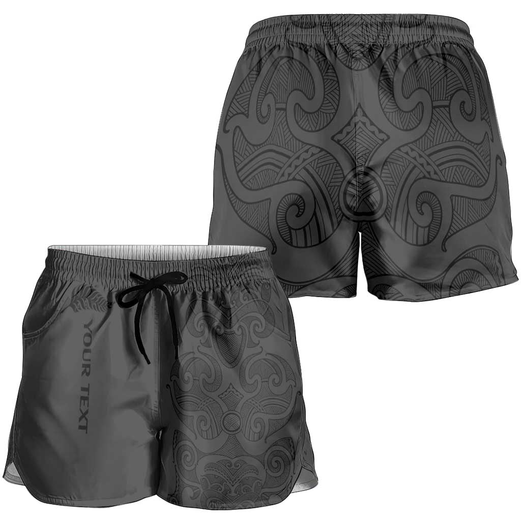 New Zealand Rugby Personalised Shorts for Women All Black Fern Maori Tribal Pattern - Polynesian Pride