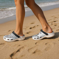 New Zealand Sea Animals with Maori Tribal Tattoo Clogs Shoes White Color LT03