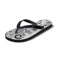 New Zealand Sea Animals with Maori Tribal Tattoo Flip Flops White Color