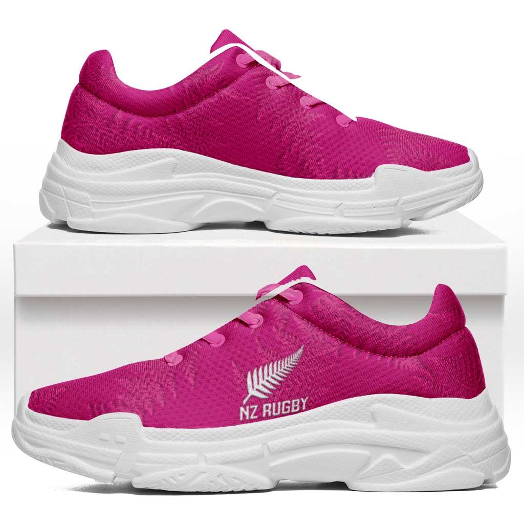 New Zealand Silver Fern Rugby Chunky Sneakers Go Aotearoa World Cup Pink Version - Polynesian Pride