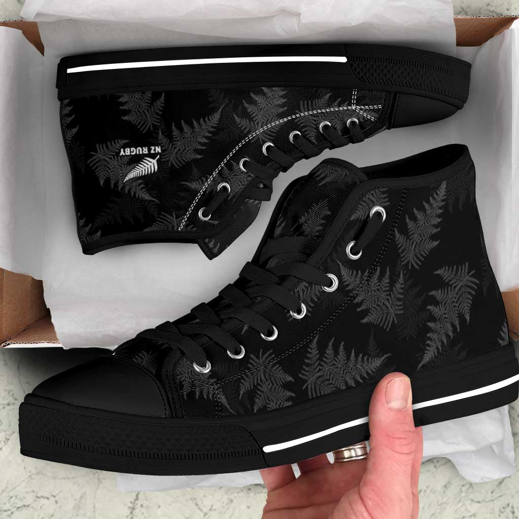 New Zealand Silver Fern Rugby High Top Shoes Go Aotearoa World Cup - Polynesian Pride