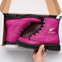 New Zealand Silver Fern Rugby Leather Boots Go Aotearoa World Cup Pink Version - Polynesian Pride