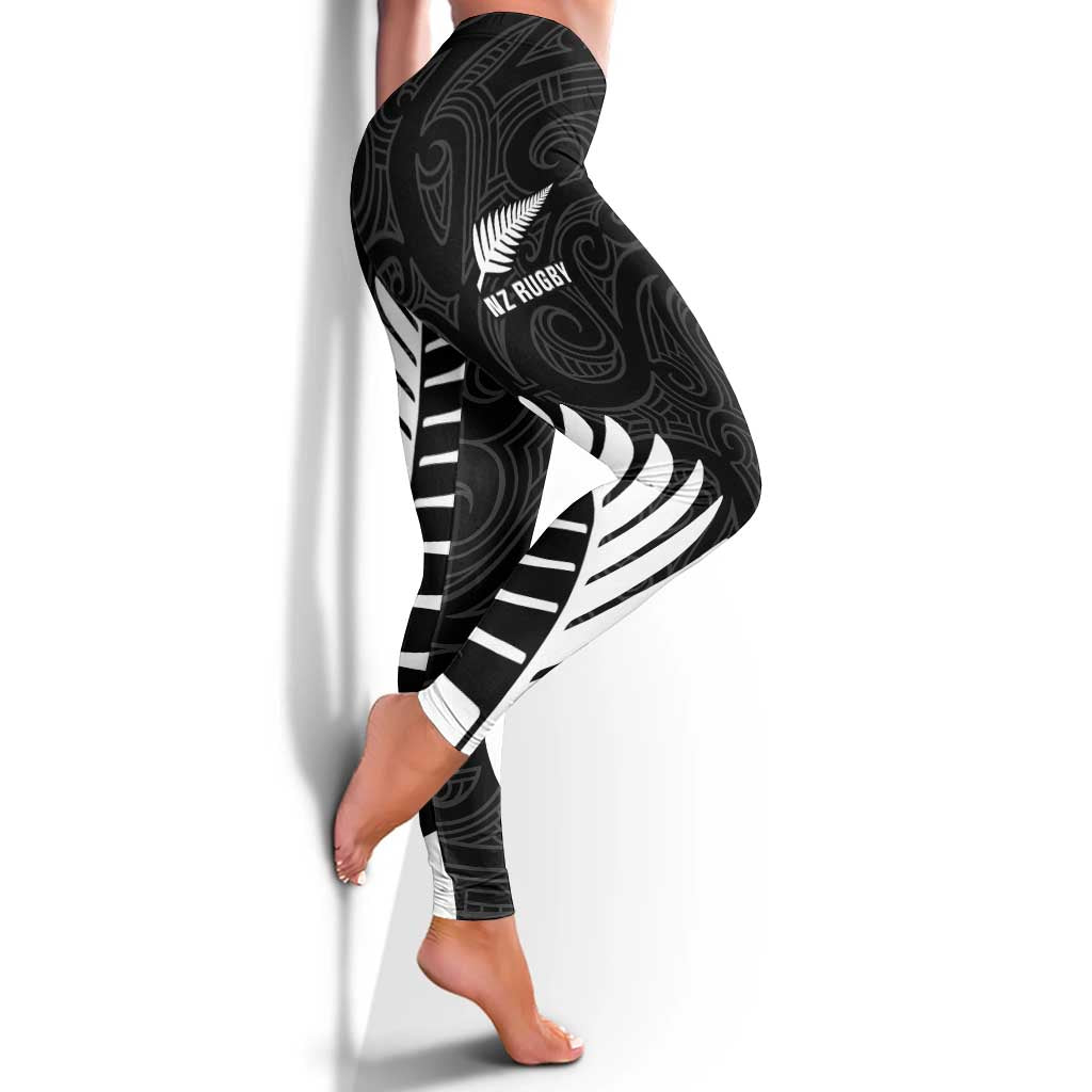 New Zealand Silver Fern Rugby Leggings All Black Go Champions Maori Pattern - Polynesian Pride