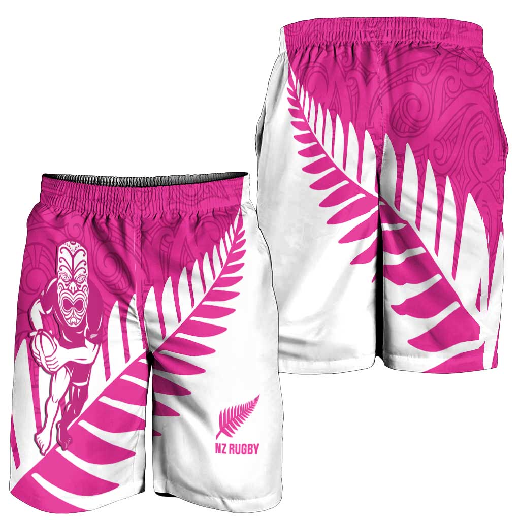 New Zealand Silver Fern Rugby Shorts for Men Go All Black Maori Pink Version - Polynesian Pride