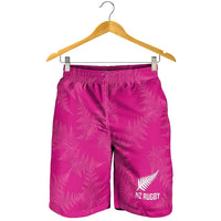 New Zealand Silver Fern Rugby Shorts for Men Go Aotearoa Champions World Cup Pink - Polynesian Pride