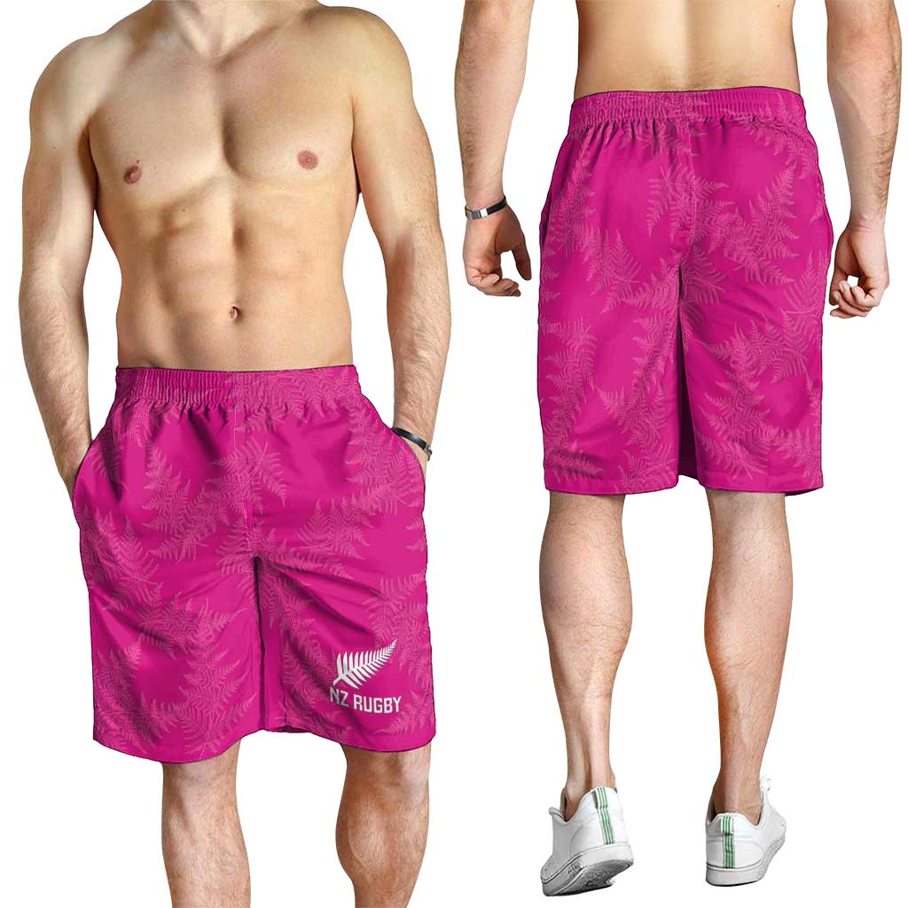 New Zealand Silver Fern Rugby Shorts for Men Go Aotearoa Champions World Cup Pink - Polynesian Pride