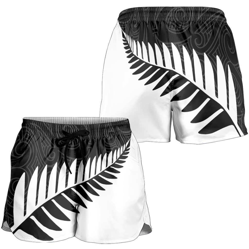 New Zealand Silver Fern Rugby Shorts for Women All Black Go Champions Maori Pattern - Polynesian Pride