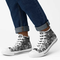 New Zealand Taiaha Maori High Top Shoes Kiwikiwi Minimalist Silver Fern Tukutuku Motif LT9 - Polynesian Pride