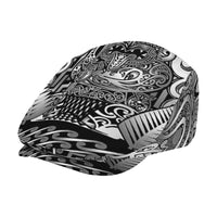New Zealand Taiaha Maori Jeff Hat Kiwikiwi Minimalist Silver Fern Tukutuku Motif LT9 - Polynesian Pride
