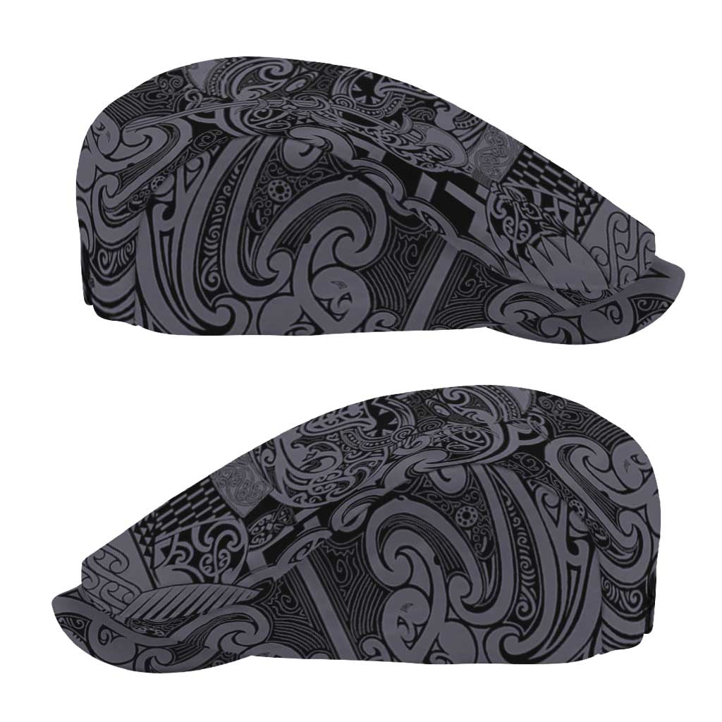 New Zealand Taiaha Maori Jeff Hat Minimalist Silver Fern All Black - Polynesian Pride