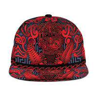New Zealand Taiaha Maori Snapback Cap Whero Minimalist Silver Fern Tukutuku Motif LT9 One Size Red - Polynesian Pride