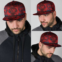 New Zealand Taiaha Maori Snapback Cap Whero Minimalist Silver Fern Tukutuku Motif LT9 - Polynesian Pride