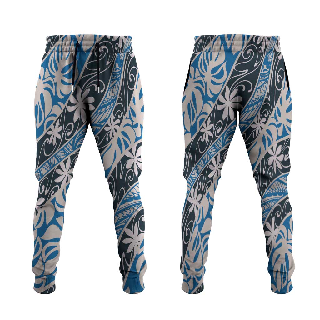 Ninamu Tahiti Tiare Monstera Jogger Pants Polynesian Pattern Curve Style - Polynesian Pride