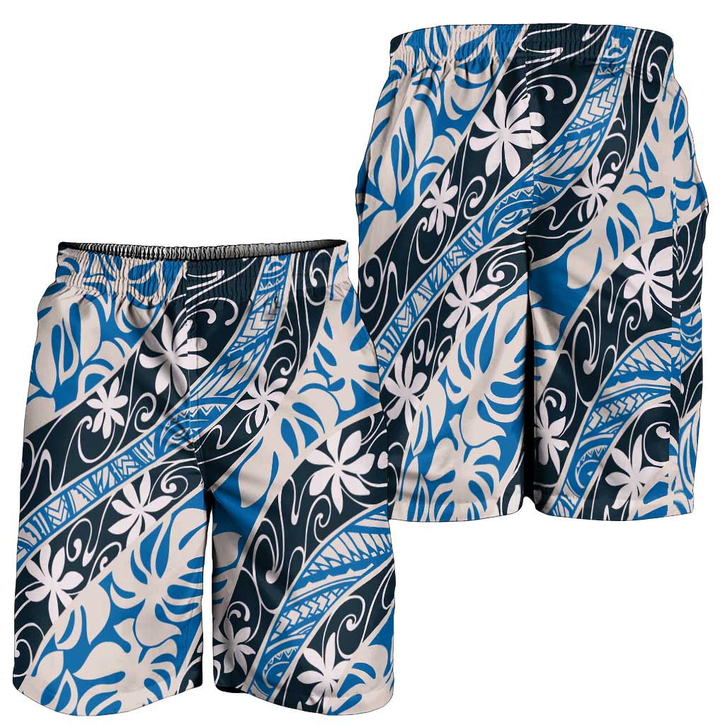 Ninamu Tahiti Tiare Monstera Shorts for Men Polynesian Pattern Curve Style - Polynesian Pride