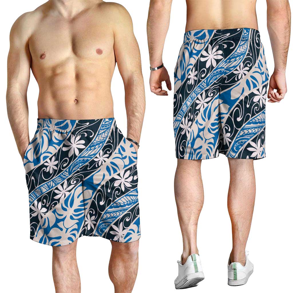 Ninamu Tahiti Tiare Monstera Shorts for Men Polynesian Pattern Curve Style - Polynesian Pride