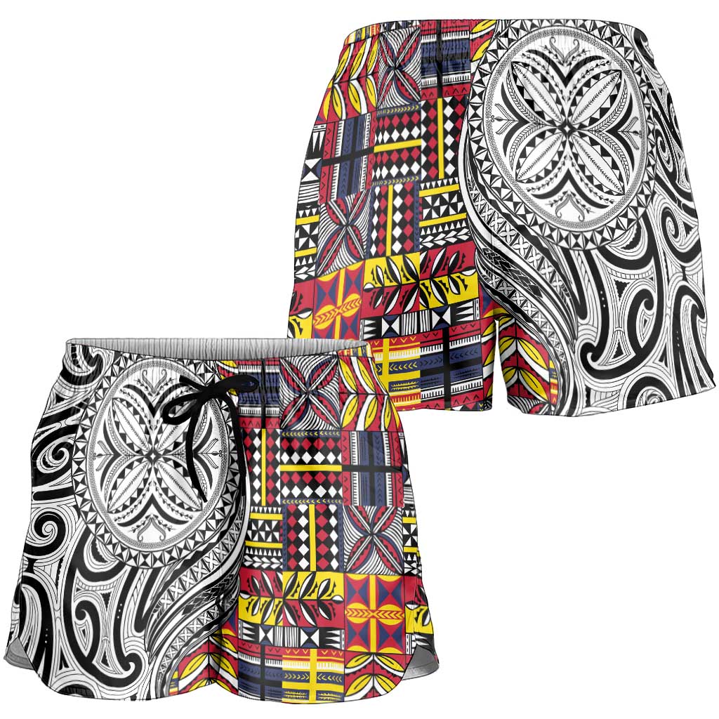 Niue Hiapo and Maori Decoration Tattoos Shorts for Women - Polynesian Pride
