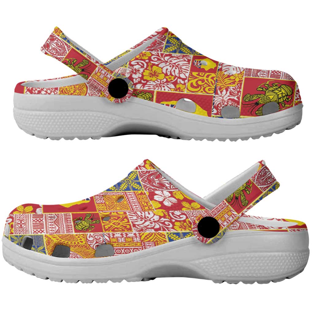 Niue Monuina e Kilisimasi Clogs Shoes Pacific Patchwork Xmas Vibes - Polynesian Pride