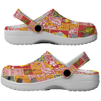 Niue Monuina e Kilisimasi Clogs Shoes Pacific Patchwork Xmas Vibes - Polynesian Pride
