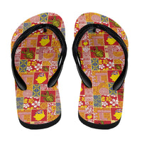Niue Monuina e Kilisimasi Flip Flops Pacific Patchwork Xmas Vibes - Polynesian Pride