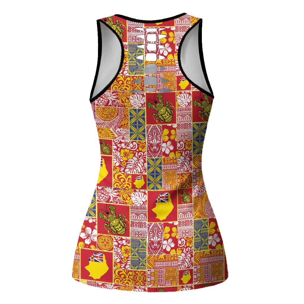 Niue Monuina e Kilisimasi Hollow Tank Top Pacific Patchwork Xmas Vibes - Polynesian Pride
