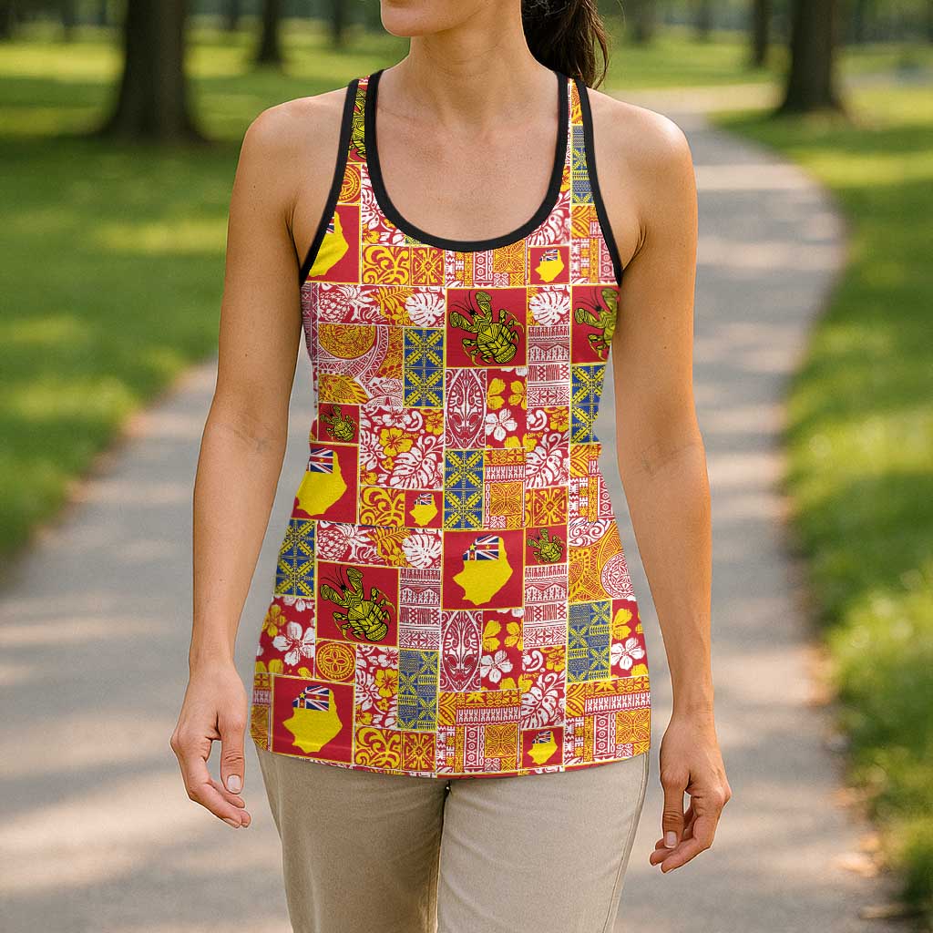 Niue Monuina e Kilisimasi Hollow Tank Top Pacific Patchwork Xmas Vibes - Polynesian Pride