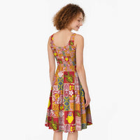 Niue Monuina e Kilisimasi Midi Dress Pacific Patchwork Xmas Vibes - Polynesian Pride