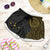 Niue Polynesian Hiapo Tattoo Art Shorts for Women Half Style Black Gold Color - Polynesian Pride
