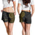 Niue Polynesian Hiapo Tattoo Art Shorts for Women Half Style Black Gold Color - Polynesian Pride