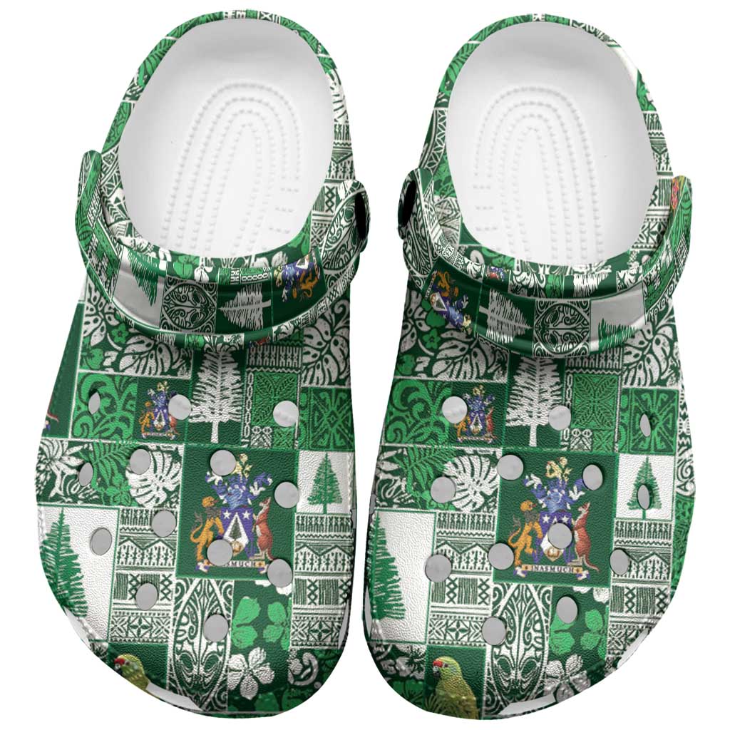 Norfolk Island Meri Krismas Clogs Shoes Pacific Patchwork Xmas Vibes - Polynesian Pride