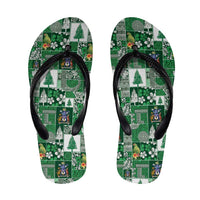 Norfolk Island Meri Krismas Flip Flops Pacific Patchwork Xmas Vibes - Polynesian Pride