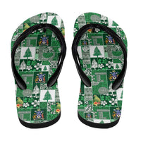Norfolk Island Meri Krismas Flip Flops Pacific Patchwork Xmas Vibes - Polynesian Pride