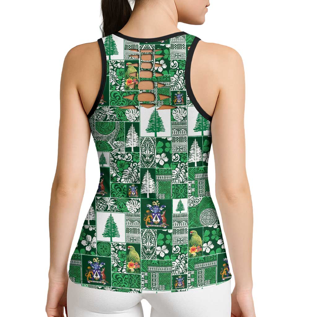 Norfolk Island Meri Krismas Hollow Tank Top Pacific Patchwork Xmas Vibes - Polynesian Pride