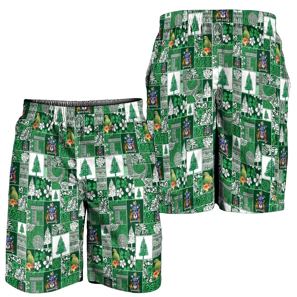Norfolk Island Meri Krismas Shorts for Men Pacific Patchwork Xmas Vibes - Polynesian Pride