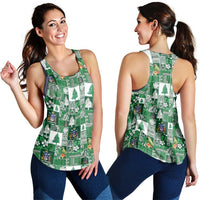 Norfolk Island Meri Krismas Women Racerback Tank Pacific Patchwork Xmas Vibes - Polynesian Pride