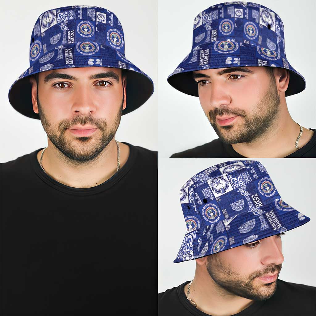 Northern Mariana Islands Magof Nochebuena Bucket Hat Pacific Patchwork Xmas Vibes - Polynesian Pride