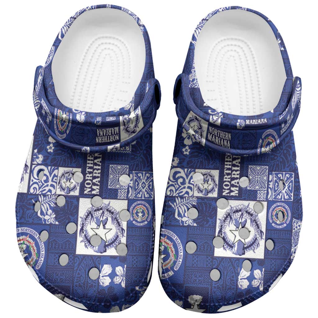 Northern Mariana Islands Magof Nochebuena Clogs Shoes Pacific Patchwork Xmas Vibes - Polynesian Pride